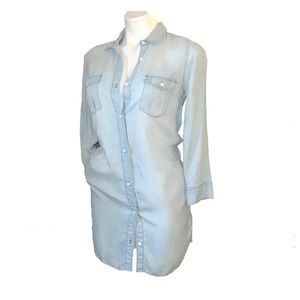 H&M DIVIDED denim button down shirt dress tunic size 2